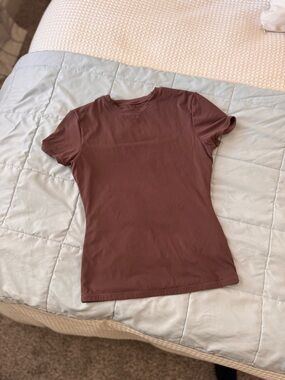 Double lined Brown Pumiey Fitted T Shirt